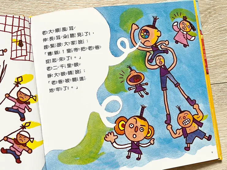 這頁很有趣，鮮明的畫出十兄弟展示出自己的技能
