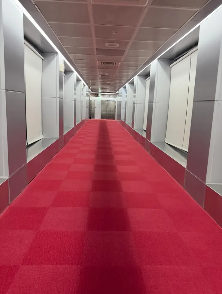 走上紅毯前往客艙