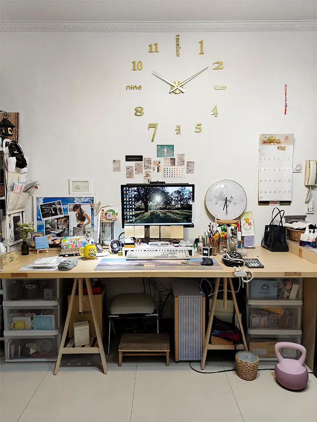 客戶家的門片成了我的桌板 W216.5*D85 cm