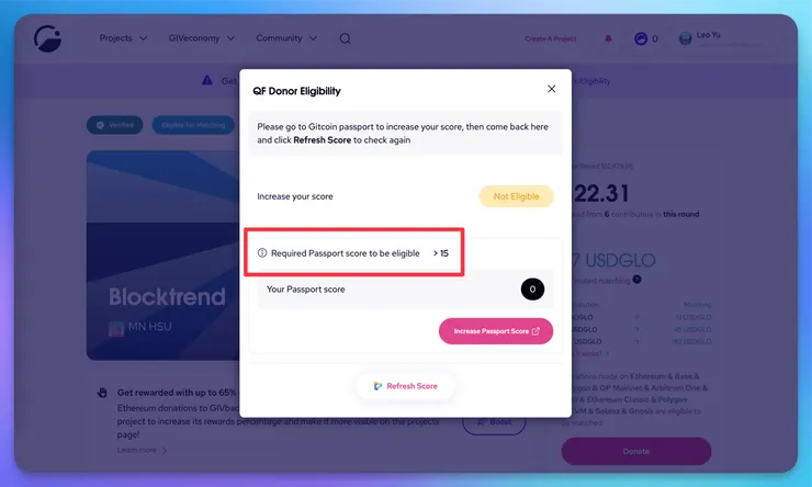 Passport 大於 15 分才能帶動池子分配