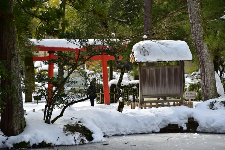 從放生池望去的出口鳥居