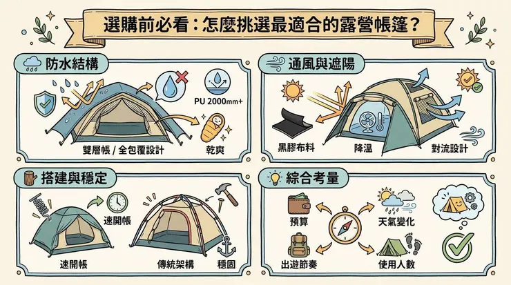 選購前必看:怎麼挑選最適合的露營帳篷?