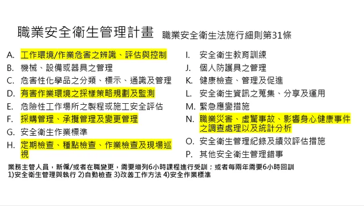 職業衛生管理計畫
