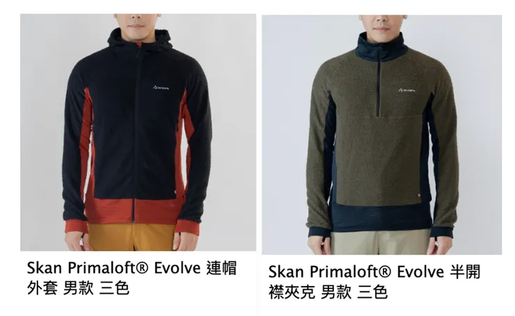 男款一樣式兩種款式：連帽外套及半開襟的上衣