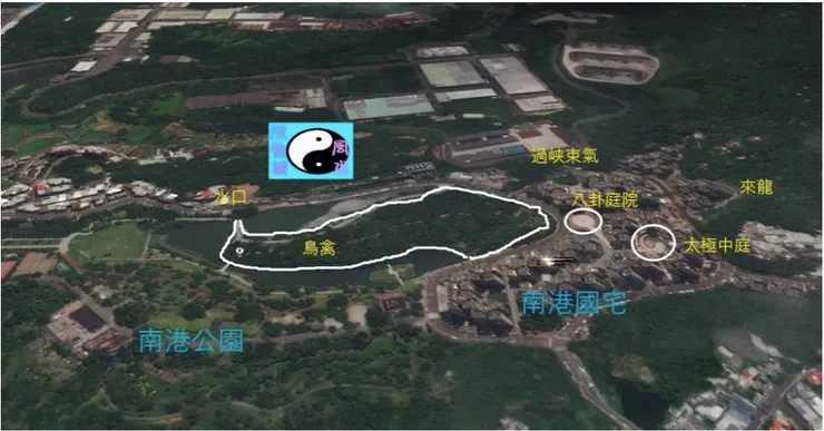 南港公園國宅來龍過峽羅星水口圖（資料取自網路）