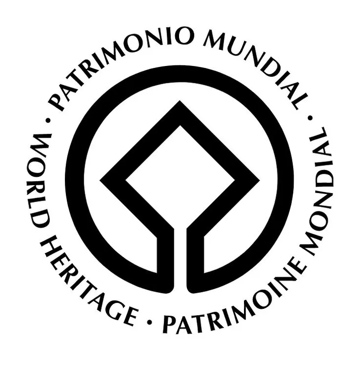 世界遺產的標誌代表人類文化(內側方形)與地球自然(外側圓形)密不可分。