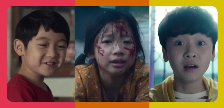 幼年的三人組，左一紅色是李強勳，中間橘色是張喜秀，右一黃色是金奉皙。這三位小朋友好萌啊（毆）（Source : Disney +）