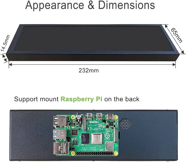 Amazon.com: LESOWN 8.8 吋超寬螢幕伸縮長條液晶顯示螢幕1920x480 小型寬螢幕顯示器,適用於RPi AIDAS CPU  監控: 電子