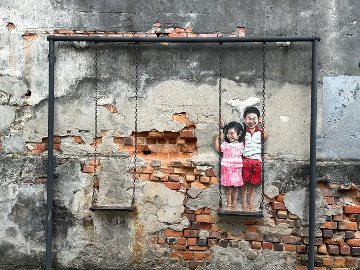 Brother & Sister on a Swing