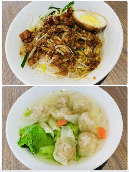 乾拌埔里米粉以及扁食。