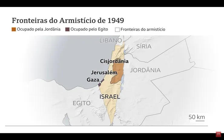 1949年第一次以阿戰爭後的停火邊界