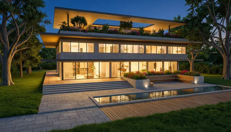 AI-generated residential render using Render AI Blender workflow