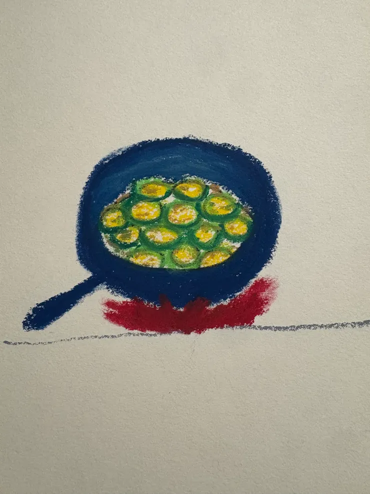 第二張草稿：油性筆起頭，為了「管它的」的氣勢，這樣我才能畫下去。