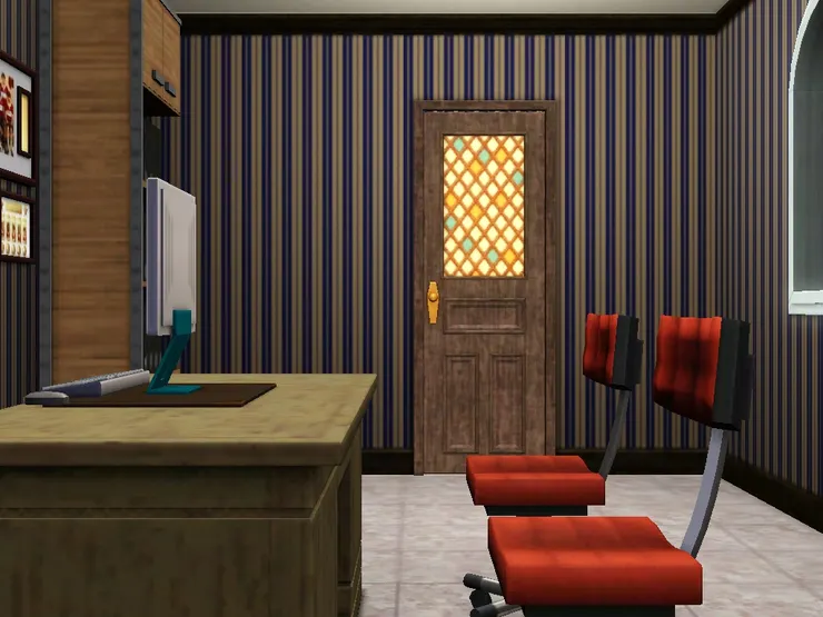 店長房間我用了比較嚴肅的感覺。畢竟有時要接見員工和傾談。