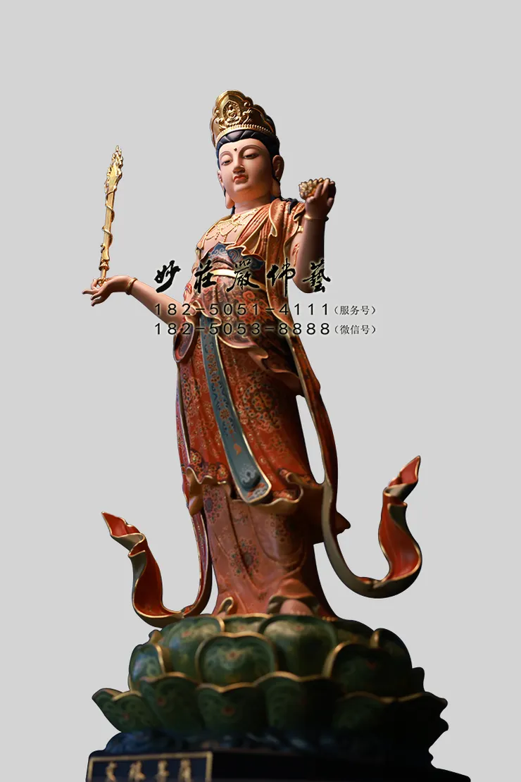 文殊菩薩彩繪塑像