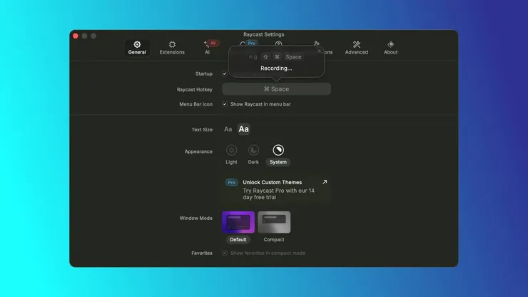 設定 Raycast 快捷鍵