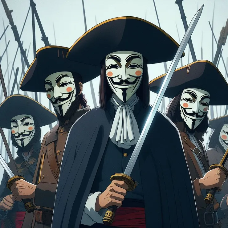 帶著面具，裝扮成西班牙海盜的海虎幫出動了。