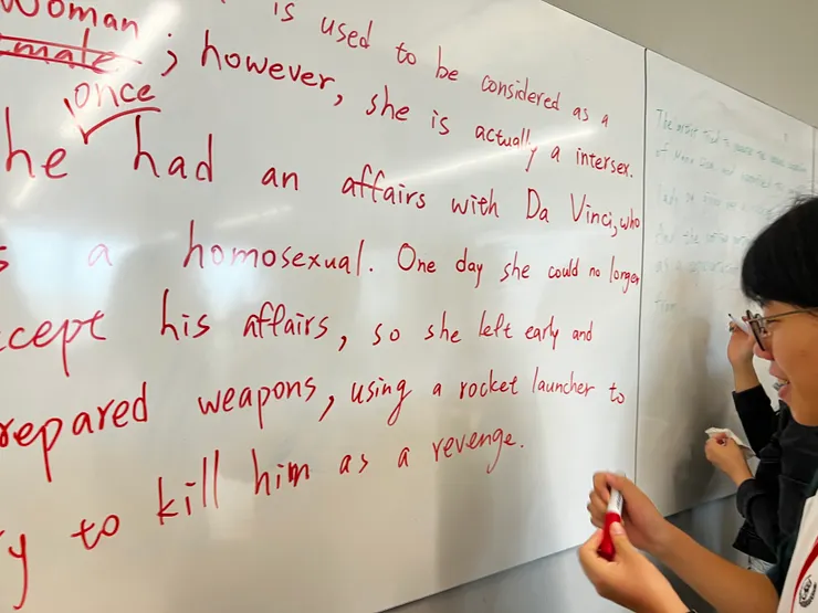 寫在白板上給老師看