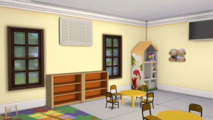 格局跟陸地生物班有些相似，但桌椅擺放的位置不同。