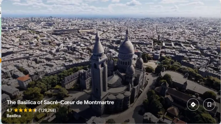 Google Map 就可以轉給你看如何從聖心堂俯瞰巴黎