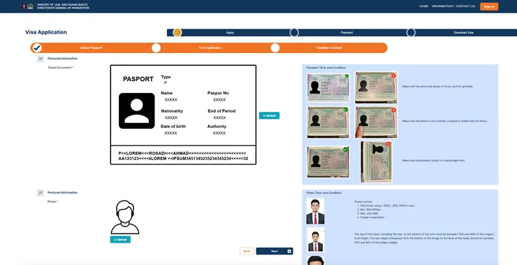 第一個步驟先上傳「護照影本」跟「大頭照」