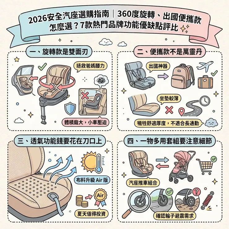 2026安全汽座選購指南|360度旋轉、出國便攜款怎麼選?7款熱門品牌功能優缺點評比 ✨