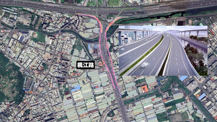 右邊粉紅色為北入匝道