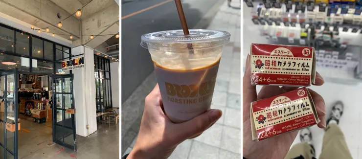 咖啡店是 Brooklyn Roasting Company，右邊的底片是在北村相機カメラのキタムラ買的。