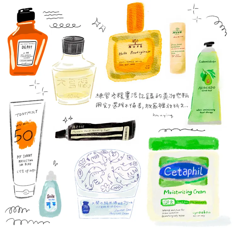 嘗試不同筆刷畫法，順便把有感情的空瓶記錄下來