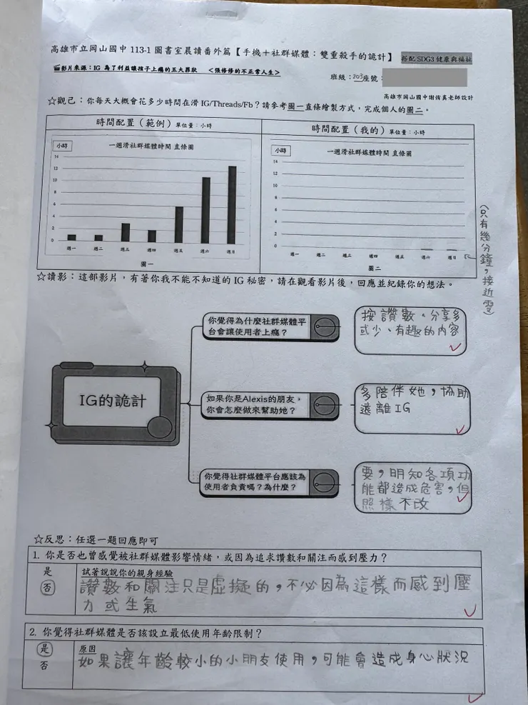 這孩子基本上有家長協助陪伴，家裡有安排很多手機外的活動，很明顯使用社群媒體的時間接近於零。