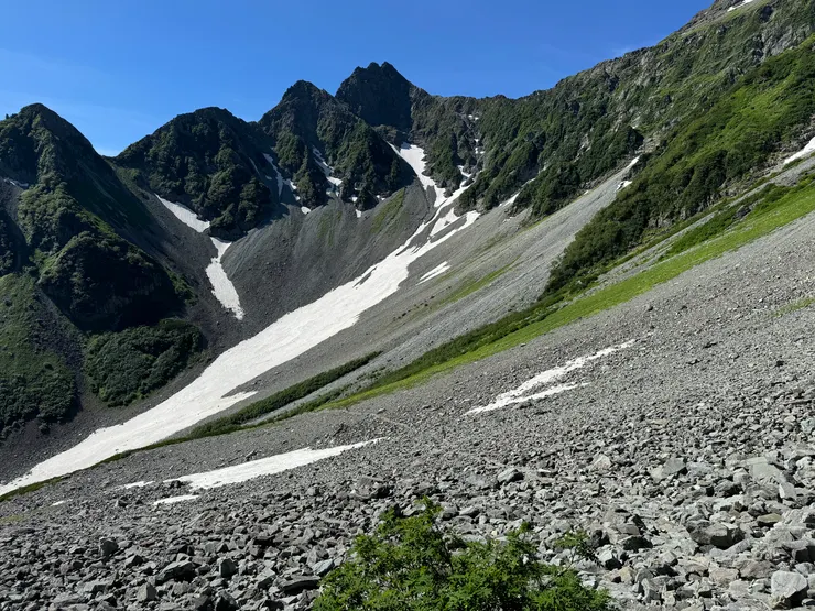 パノラマコース路，穿越已經無雪的雪溪中央，擁有無敵的視野。