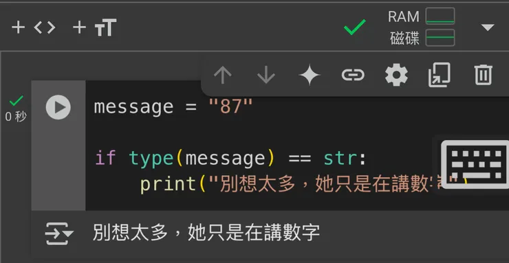 Google colab操作畫面
