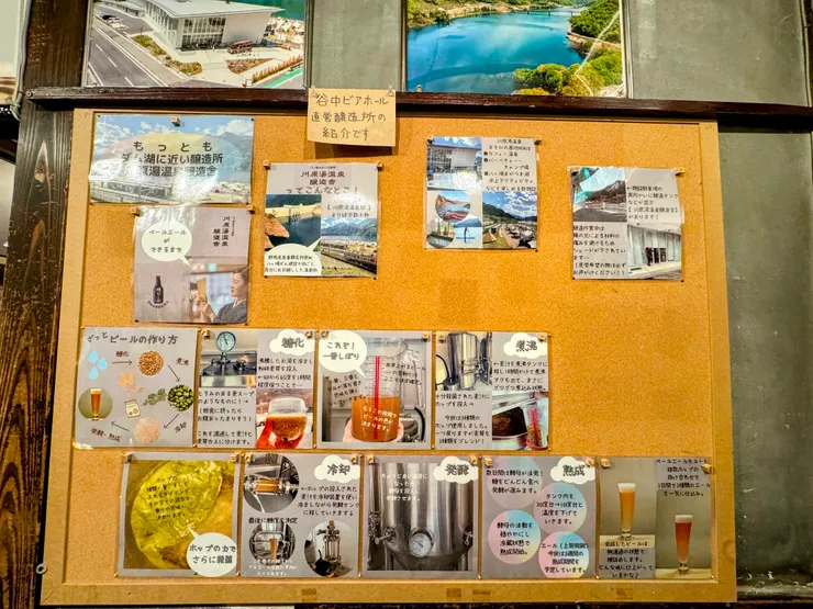 門口旁貼滿釀造啤酒的工廠介紹