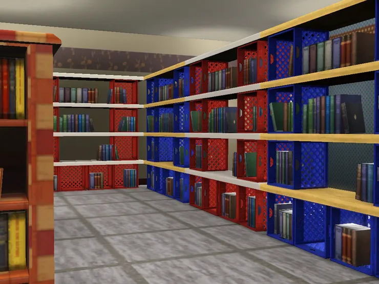 這一列書架是教科書、語言書籍等。