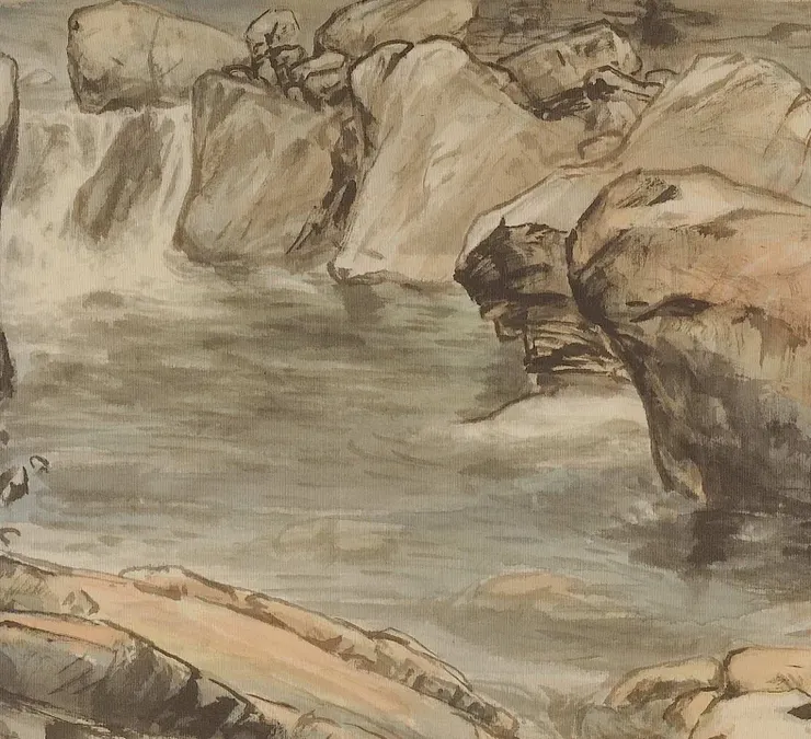 〈石隙疏淺〉局部－小瀑布