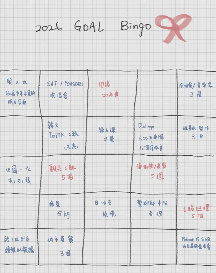 我的2026 Bingo~