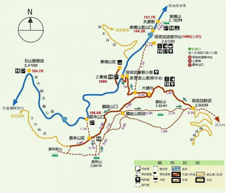 塔塔加六山簡圖