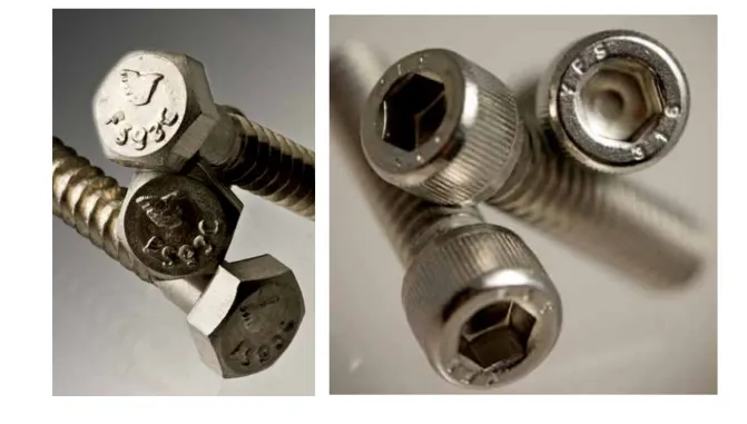 左邊的是 外六角螺栓、右邊是內六角螺栓