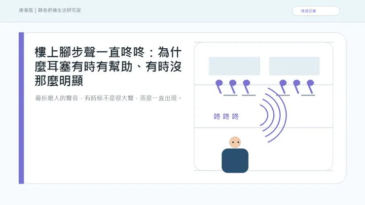樓上腳步聲一直咚咚：為什麼耳塞有時有幫助、有時沒那麼明顯 情境封面