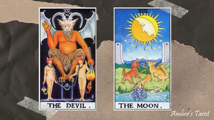 惡魔牌:仔細看,套在男女兩人身上的枷鎖並不是牢牢緊箍著的。