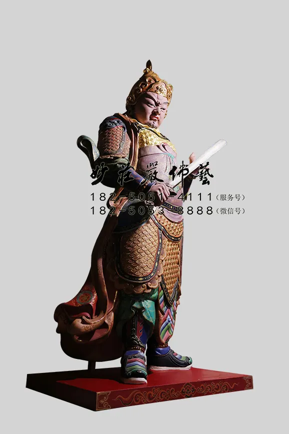 銅雕王將軍彩繪神像左側照