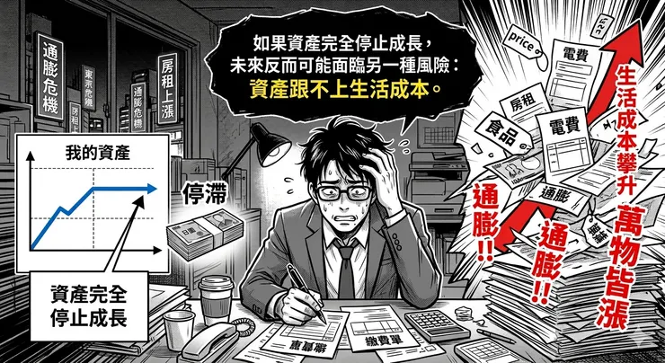 如果資產完全停止成長,未來反而可能面臨另一種風險:資產跟不上生活成本。