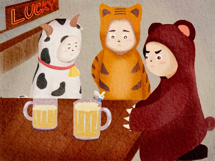 小跳鼠跳到桌上告訴獵人⋯⋯        加尼一起／繪