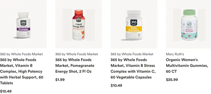 Whole Foods 有多款維他命系列。