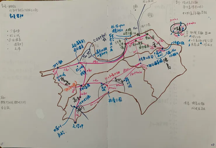 我的手稿 for 四國之旅。