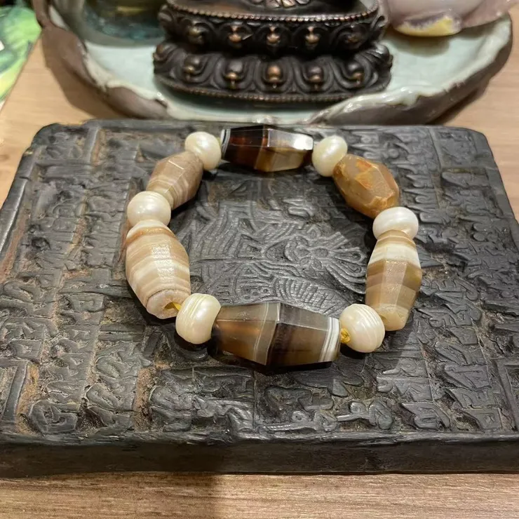 纏絲瑪瑙天珠配海洋珍珠