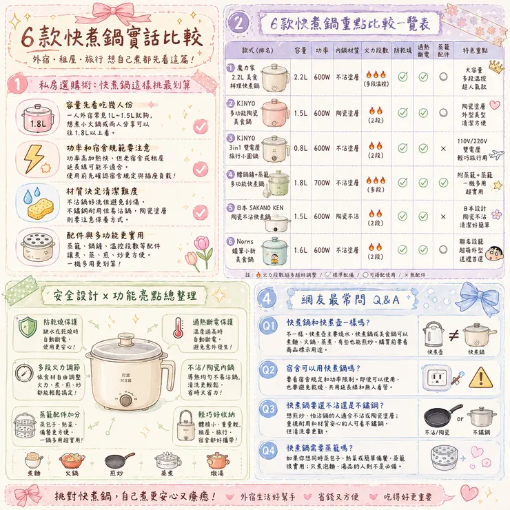 【快煮鍋推薦】外宿宿舍煮飯怎麼挑 🍲 2026 Dcard 、Ptt 熱議 6 款美食鍋比較
