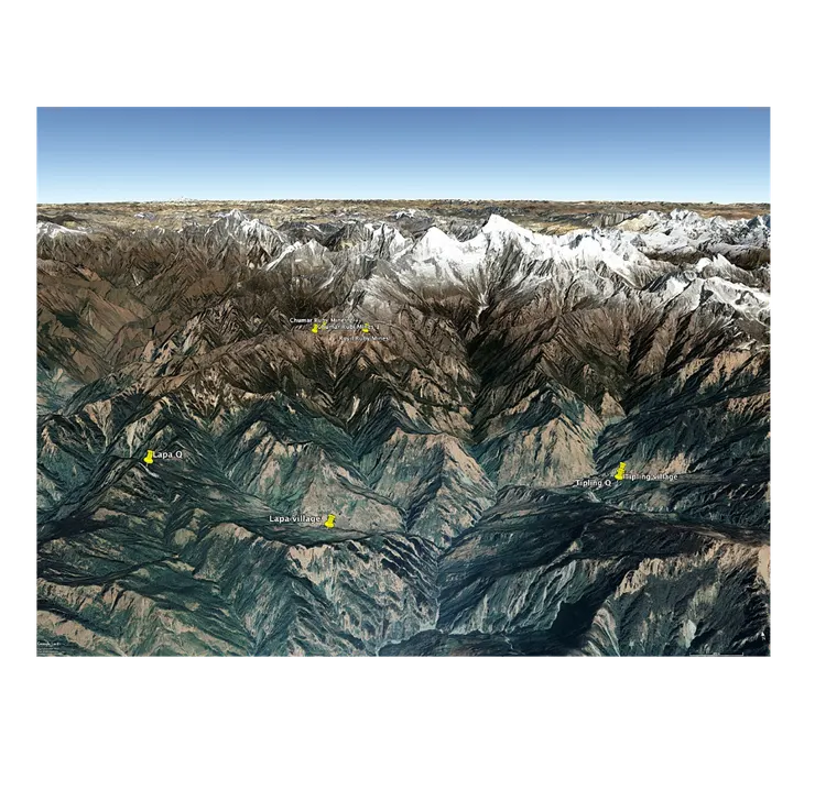 Ganesh Himal礦區分布位置圖,來源於Mindat