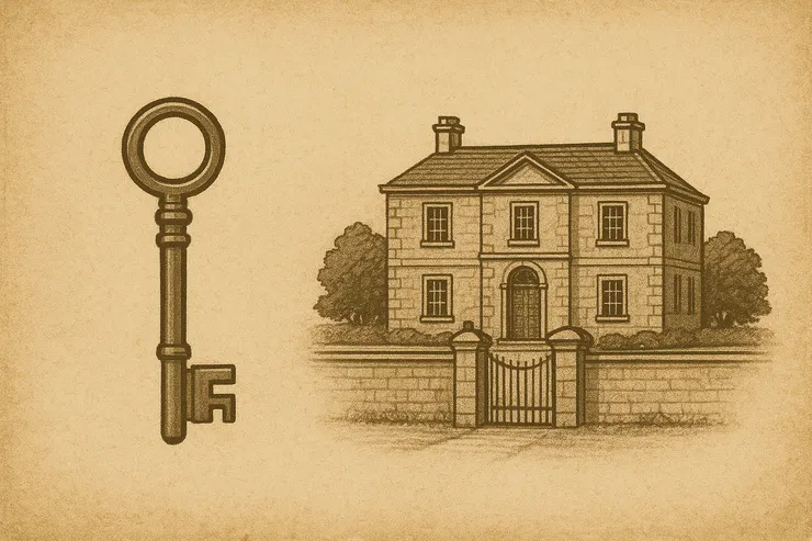 英國→古老的莊園、酒窖、鑰匙(象徵著酒窖與財富的掌控)〈此插圖由AI協助生成。〉