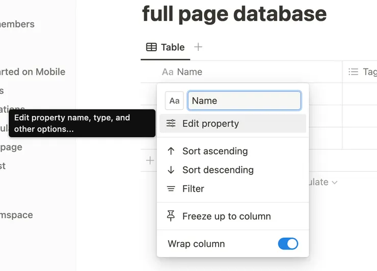 點選欄位後,可以調整欄位名稱與相關設定。